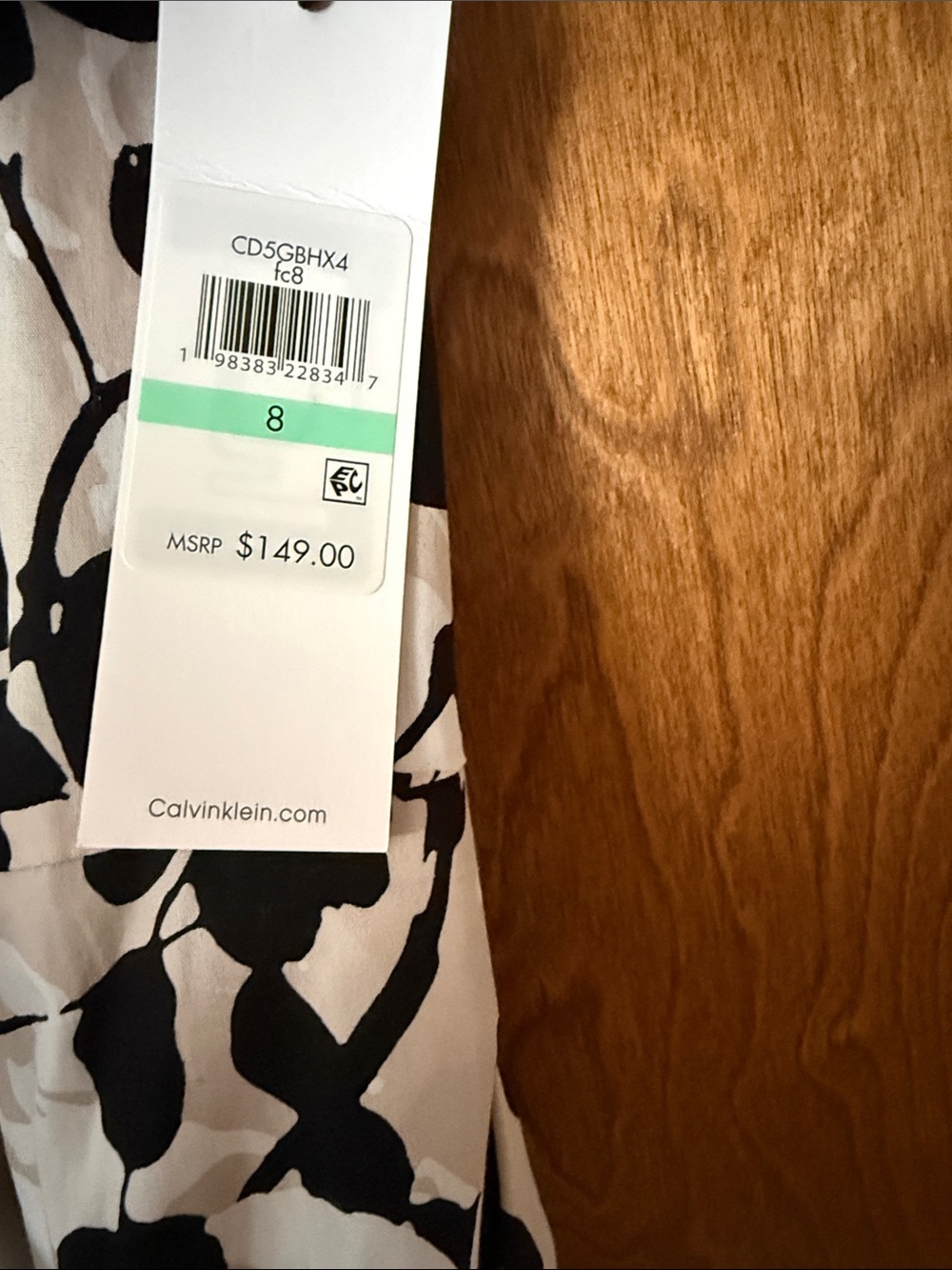 Calvin Klein Black & White Floral Midi Shirt Dress - Picture 3 of 7
